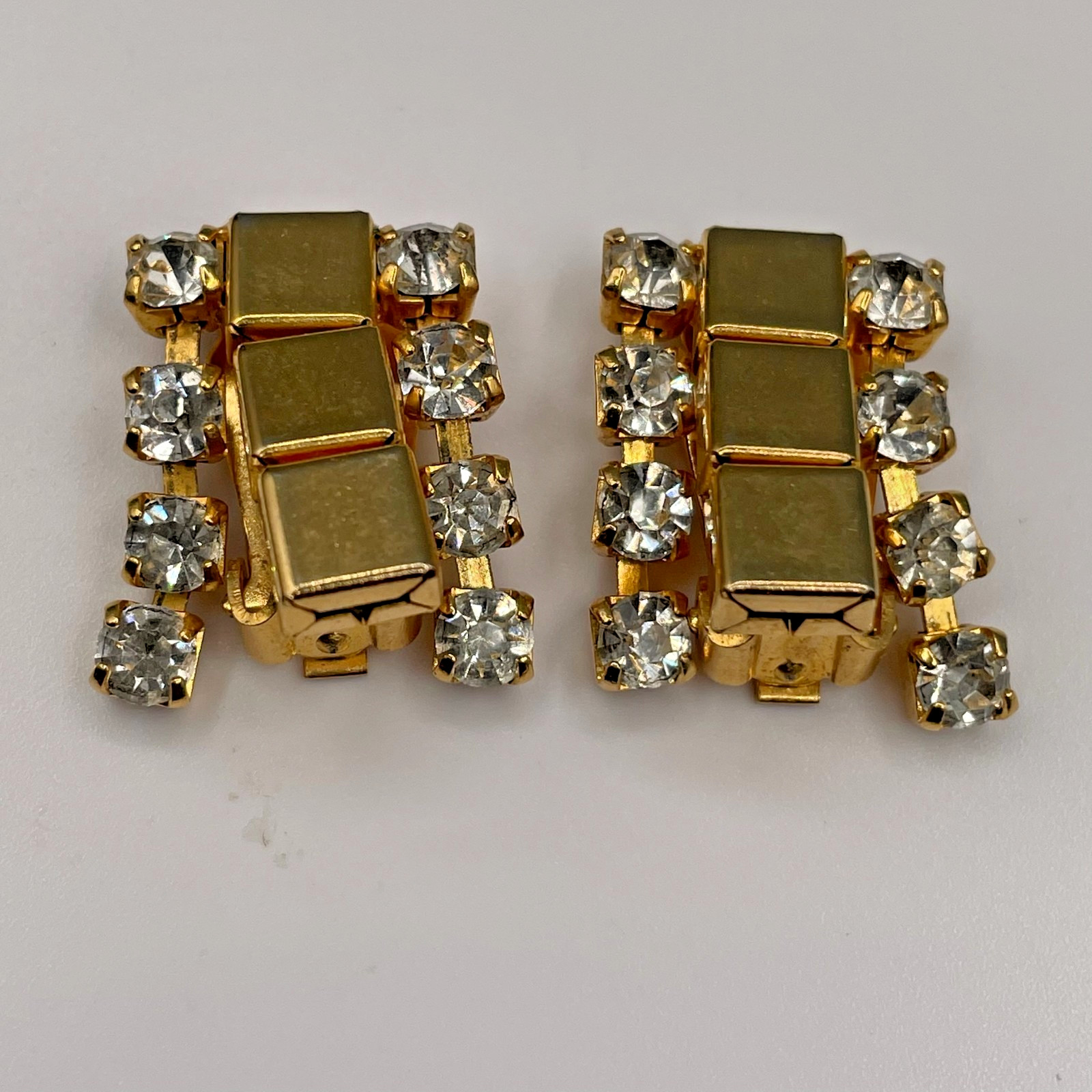 Vintage Deco Style Rectangular Shape Goldtone Rhi… - image 2