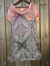 Soma Ombre Medallion Print Shift Dress Small Soft Stretchy Boho