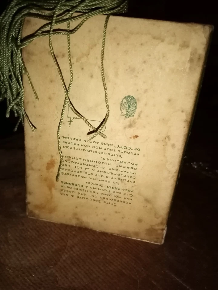 ANCIEN RARE FLACON ÉMERAUDE COTY 30 ml HAUT 9 CM AVEC BOITE USAGÉE ENTAMÉ (16) - Photo 3/4