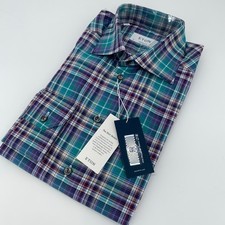 Eton Dress Shirt Men 15 1/2-39 Colorful Plaid Stretch Contemporary Fit Button Up