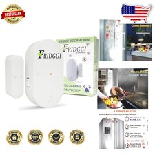 Freezer Door Alarm 3 Min Reminder 110dB Siren 4 Modes Easy Install White