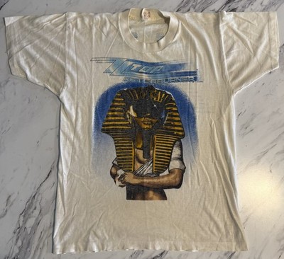 VTG 1986 ZZ Top Afterburner Tour T Shirt Medium White 80s Rock Band Tee Rare