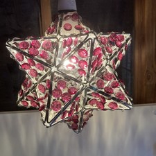 VINTAGE PINK BEADED MORAVIAN STAR CEILING LAMP LIGHT SHADE