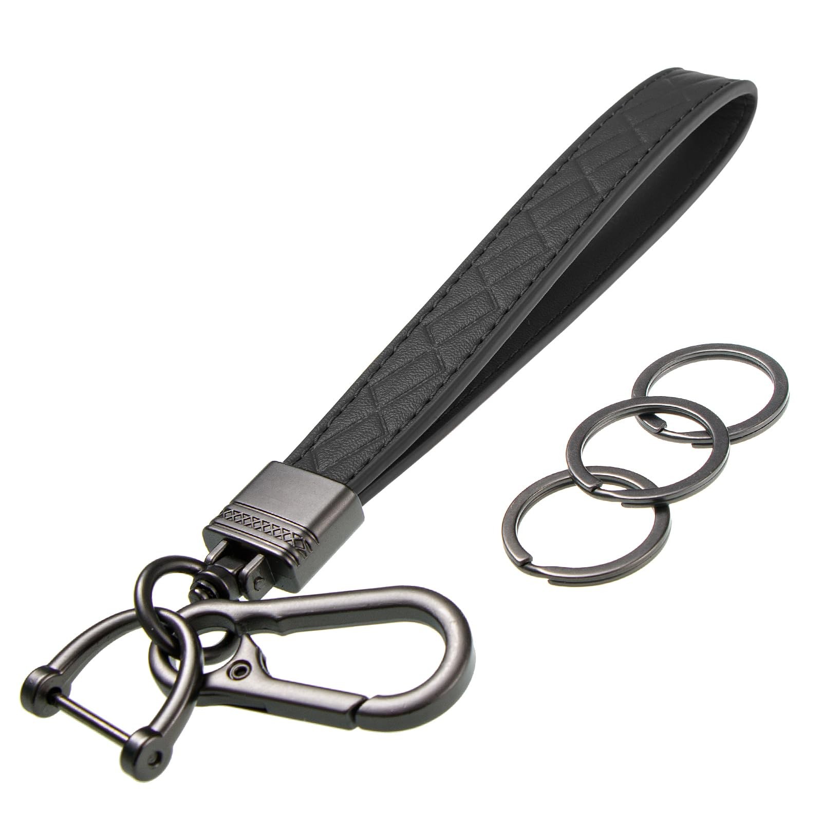 Leather Wristlet Keychain for Men Women Car Keys Lanyard
