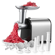 Electric Meat Grinder, Sausage Stuffer with 3 Sausage Tubes, 2 Blades, 3 Black