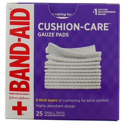 3 Pack Band-Aid Cushion-Care Gauze Pads, Small Pads, 25 Ct