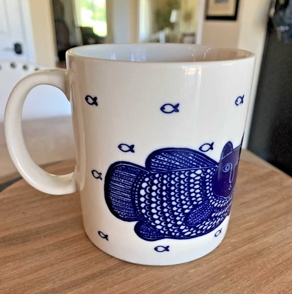 Rare Blue Vintage 1979 Taylor & Ng LE POISSON CHAT "Catfish" Coffee Tea Mug Cup - Image 4 of 4