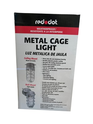 Red Dot 150-Watt Ceiling Mount Metal Cage Globe Light