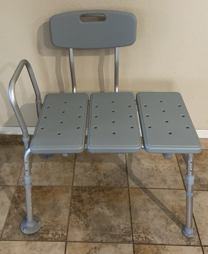 Drive Medical Plastic Tub Transfer Bench with Adjustable Backrest And Legs