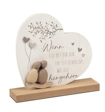 formano Dekofigur Herz stehend Holz handbemalt mit Kunststein-Figuren 20x19cm