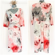 Together multi floral printed wedding occasion wrap style knee length dress 20
