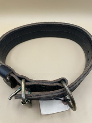 Heavy Duty Leather Collar For Large Breed Dog 2  Wide 10  - 12  Neck BLACK
