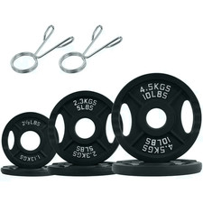 Classic Cast Iron Weight Plates Set 35lb Strength Training 2 Inch Olympic Size