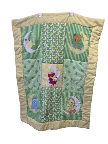 Sesame Street Baby Comforter Crib Quilt Big Bird Elmo Cookie Yellow Green