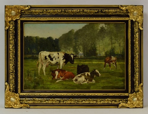 E. V. Damme-Sylva (1853–1935) Art. bis 9.000 €, „Landschaft mit Kühen“, Öl, sign - Bild 1 von 15