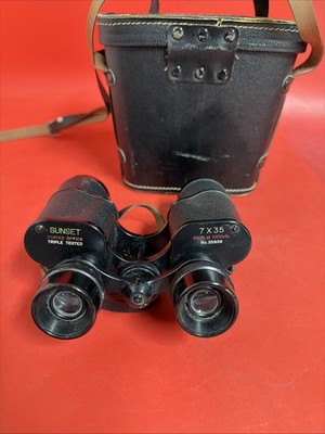 Vintage Sunset 7x35 binoculars with coated optics, made in Japan