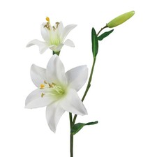 Kunstblume LILIE 60cm. Mit 2 Lilien Blüten und 1 Knospe. Künstliche Blume WEISS