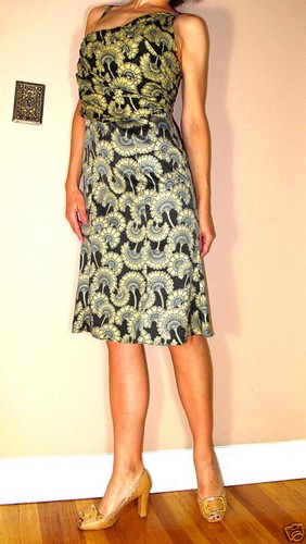 $690 Just Cavalli Italy Y2K Silk Blend Black Gold Logo Vintage Dress 42 6-8 NWT - Picture 2 of 5