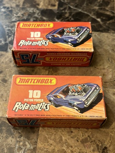 2 Matchbox 1973 No 10 Ford Mustang Piston Popper Yellow Orange Glass New In Box - Picture 11 of 13