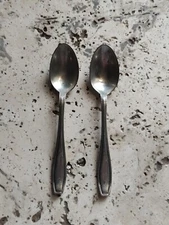 Two Vintage silver nickel 4.25-inch Mini Baby Spoons Toddler Spoons