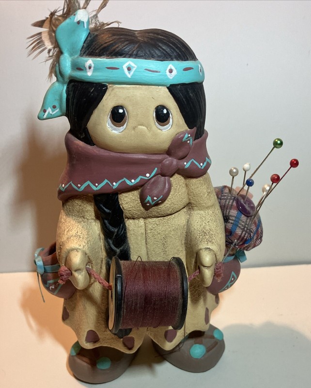 Lil Indian Sewing Girl Sculpted Stone