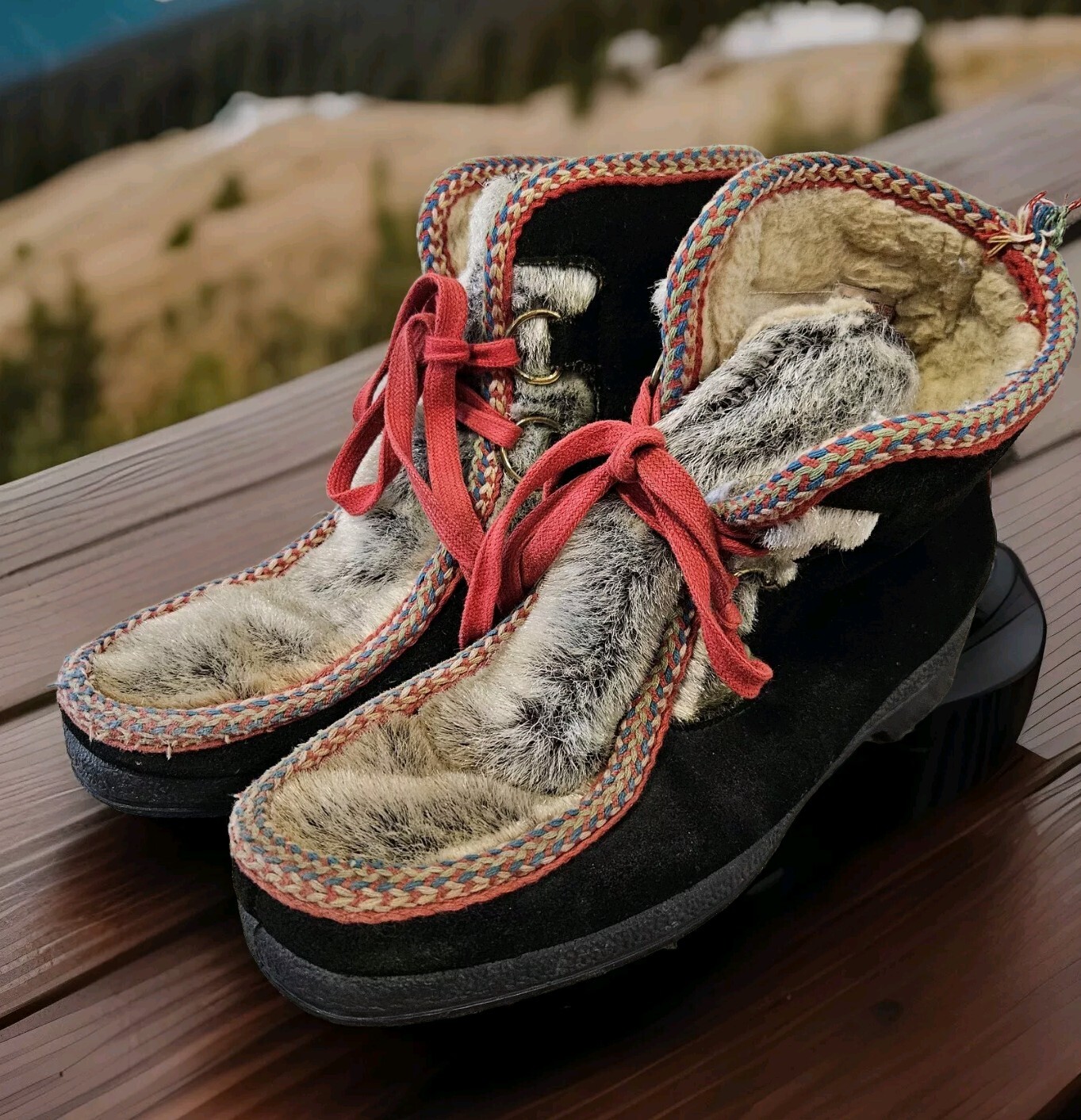 SALOMON Stivali da uomo Aspen marca Sno Boots pelliccia di capra Apres dopo sci taglia 9 vintage