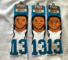 3 Freaker USA Freak Feet NFLPA Carolina Panthers #13 Kelvin Benjamin Mens Socks 