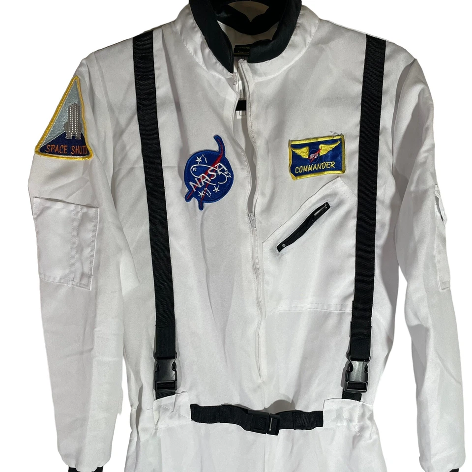 Disfraz de astronauta de la NASA adolescente talla única blanco 1 pieza mono comandante envolturas inferiores Foto 2 de 4