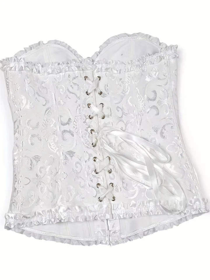 Sexy White Floral Corset With Lace-Up Back For Women - Enhance Your Figure An... - Image 4 of 4