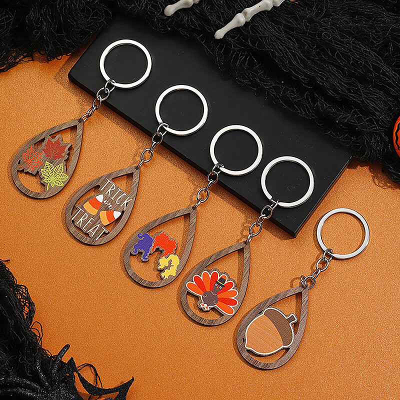 Thanksgiving Water Drop Keychain For Women Men Bag Pendant DIY Jewelry