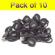 (Pack of 10)USB Male to Female AUX Flush Panel Mount Extension forCar Boat Truck