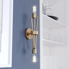 2 Light Natural Brass Mid-Century Modern Reversible Wall Sconce