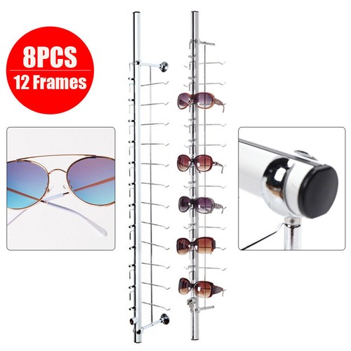 8PCS Eyeglasses Storage Rack Hold 12 Frames Optical Frames Display Rod w/ Lock - Picture 10 of 11