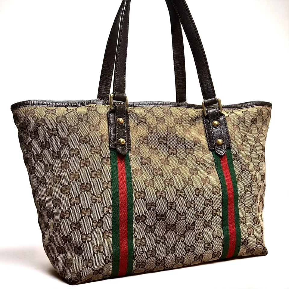 Auténtico bolso de hombro GUCCI Sherry Line de lona Foto 3 de 4