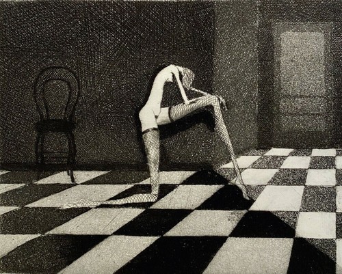 JOHN CARR NUDE FIGURE INTERIOR STUDY SURREAL MODERNIST ABSTRACT 1/20 ETCHING - Picture 9 of 12