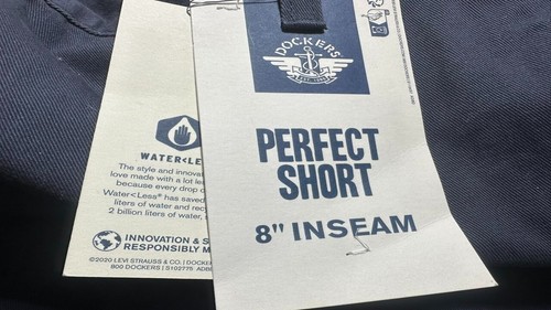 NWT Dockers Perfect Short blue mens flat solid zipper loose 44W Bangladesh - Picture 5 of 8