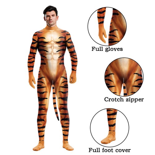 Animal Jumpsuit Cosplay Costumes Tiger Leopard 3D Print Bodysuit Halloween Party - Picture 89 of 118