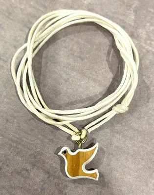 WHITE OLIVE WOOD DOVE NECKLACE OLIVE WOOD WHITE NECKLACE
