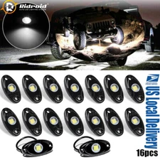 16 pieces White LED Rock Lights Underbody Glow Lamp Offroad SUV Pickup Truck NEW