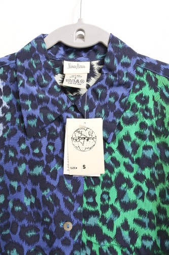 NWT S Neiman Marcus 100% silk button up blouse with animal print - Picture 6 of 8