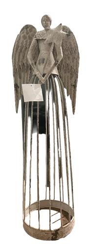 NEW Antiqued Metal Garden Angel Statue with Wings & Star Wand Attraction Design - Picture 10 of 10