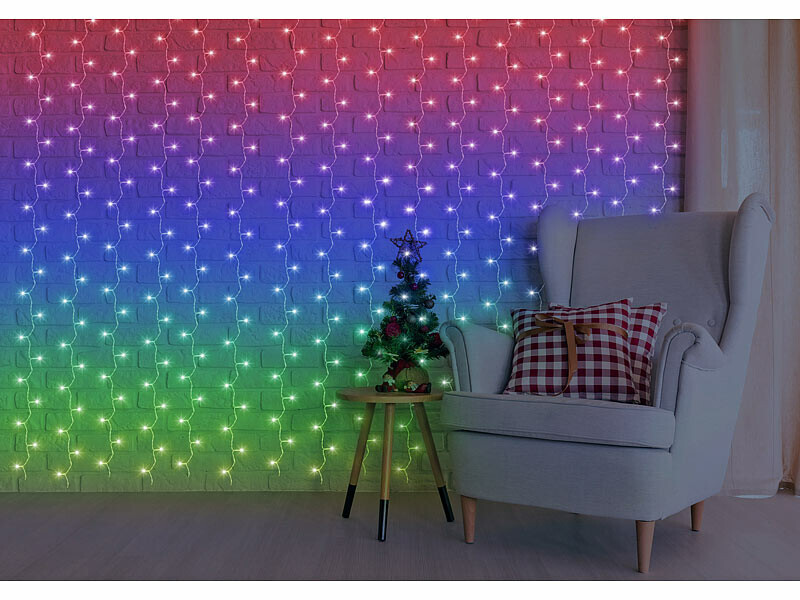 Rideau LED RVB 3x3m connecté pour ambiance de fête et décoration de mariage de salon