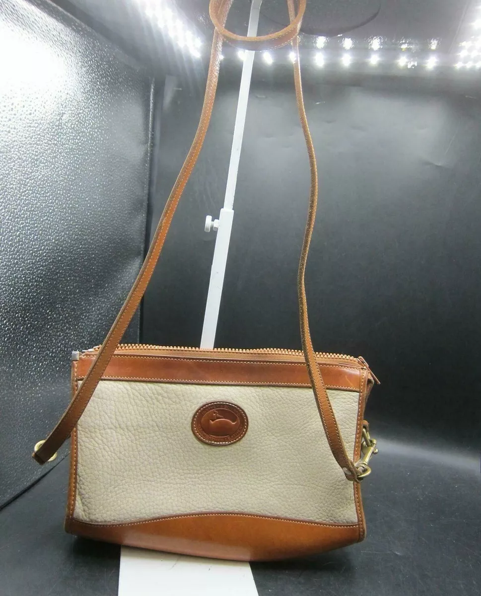 Dooney Bourke White Pebble Grain Leather Trim Crossbody Bag