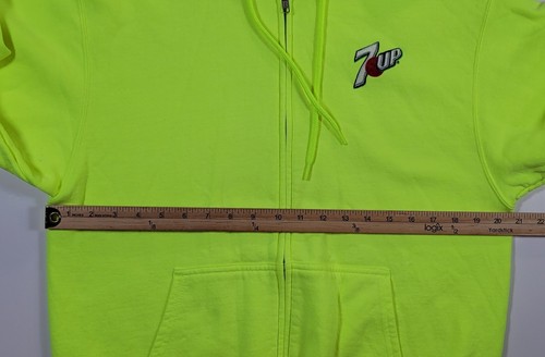 7 UP Hoodie Adult Medium Neon Green Sweatshirt Soda Pop Logo - Picture 4 of 5