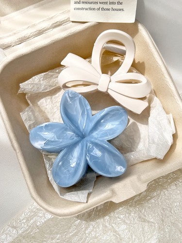 Hawaiian Style Flower Hair Clips, 2-Pack Marble Claws for Thin Hair, Beach Acces - Picture 17 of 71
