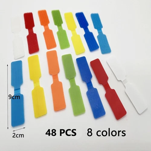 48 Stück Nylon-Klettverschluss Kabeletiketten Wiederverwendbar Selbstklebend