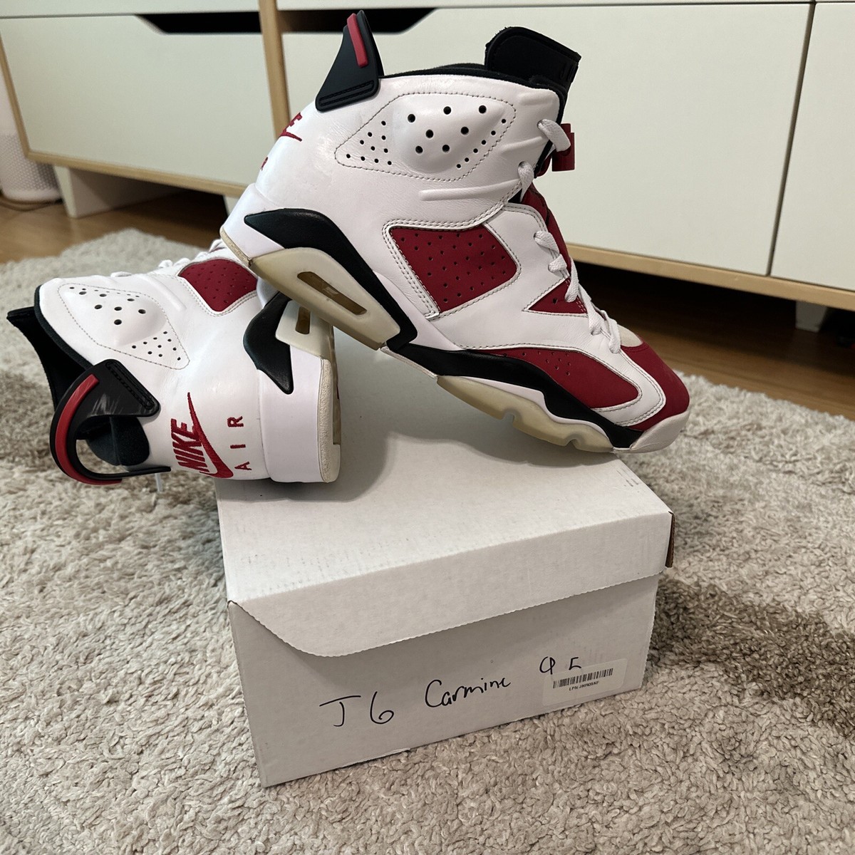 Air Jordan 6 Retro 7Y ホワイト/レッド カーマイン Nike Air Jordan 6 Retro Carmine Red White GS Size 7 Y
