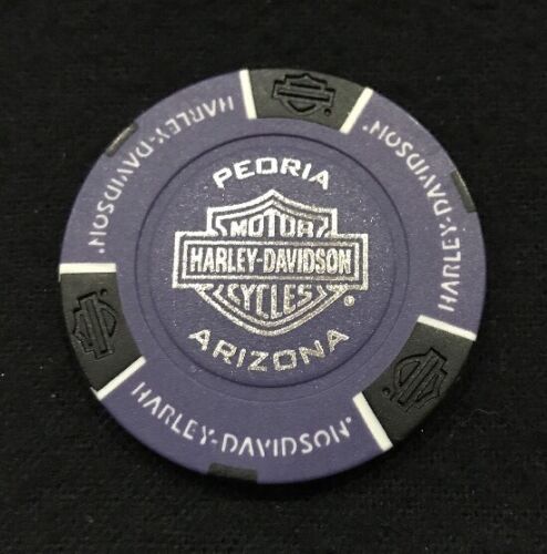 Peoria, Arizona Arrowhead Harley Davidson Poker Chip / Purple & Black - Picture 2 of 2