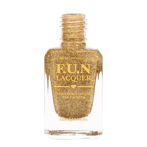 F.U.N Lacquer Billion Dollar Dream - Gold Holographic Micro Glitter Nail Polish - Picture 5 of 5