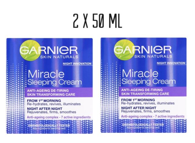 2 X Garnier Sleeping Miracle Cream Anti Ageing De Tiring Skin Transforming Care